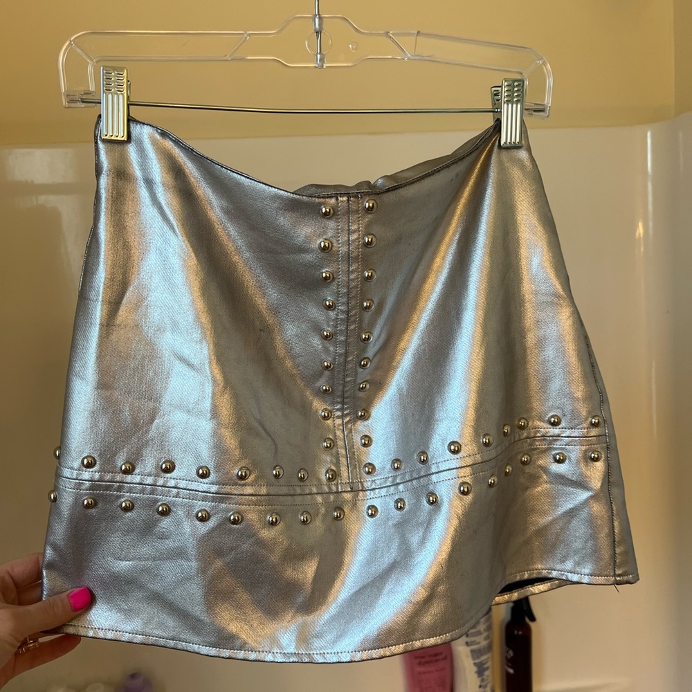 Silver Metallic Mini Skirt